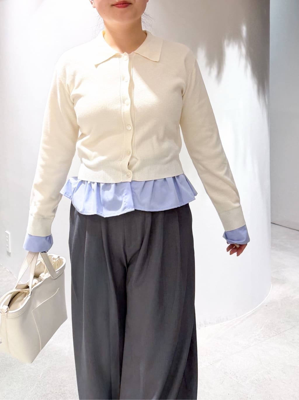 かりんさんの「OPAQUE.CLIP｜美脚ストレッチ イージータックワイドパンツ【洗濯機OK】」を使ったコーディネート