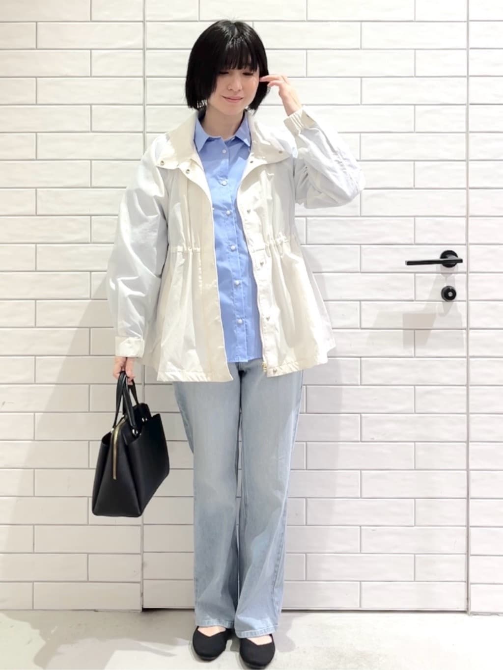 しおりさんの「OPAQUE.CLIP｜撥水スタンドZIPブルゾン【洗濯機OK／UVケア／花粉対応】」を使ったコーディネート