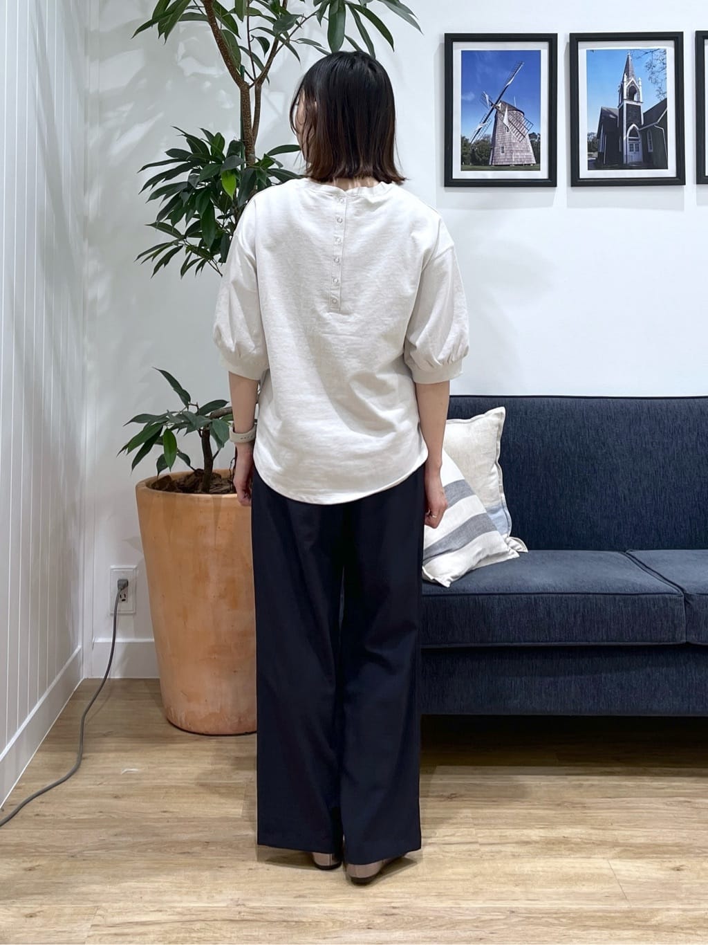 canaさんの「Dessin｜【360度可愛い】バックヘンリーカットソー5分袖」を使ったコーディネート