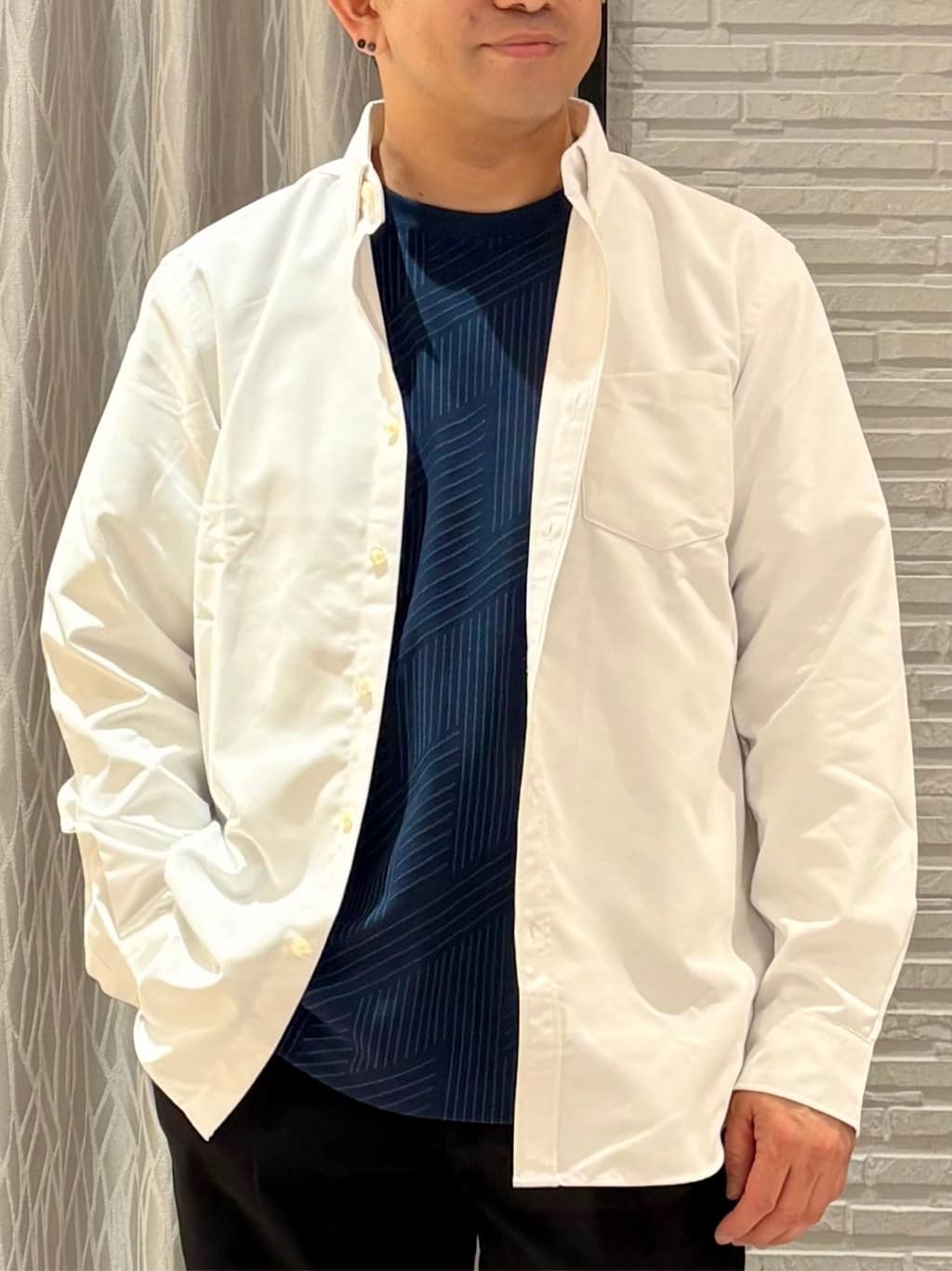Pーyamaさんの「THE SHOP TK｜【無地だと少し物足りないという方へ】ジオメトリック柄 半袖Tシャツ 洗濯機OK」を使ったコーディネート