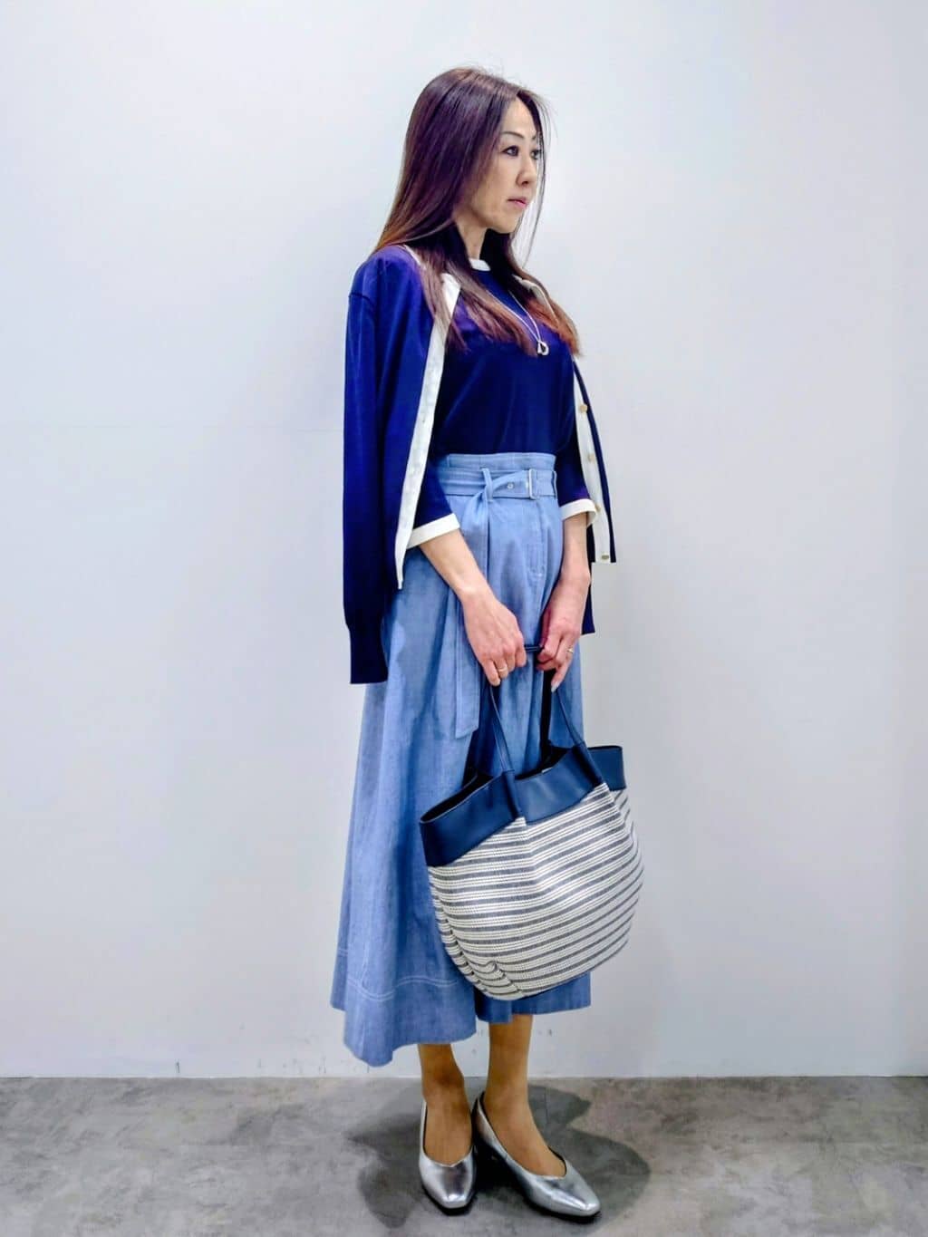 yoshiさんの「Reflect｜【アンサンブル可】バイカラーカーディガン」を使ったコーディネート