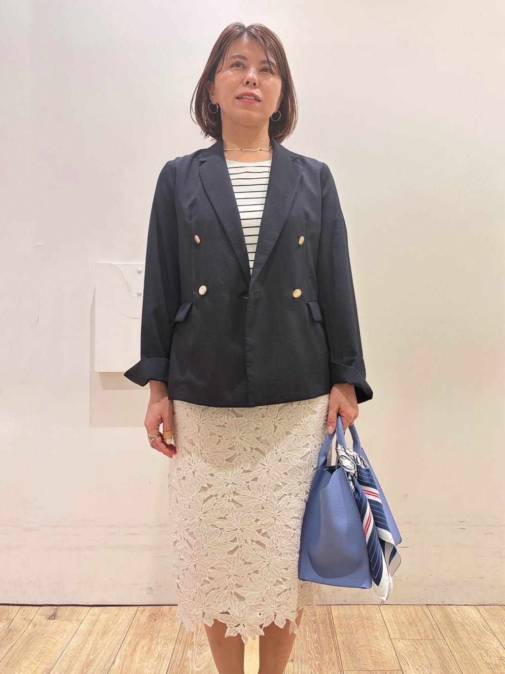 YUKOさんの「index｜《再入荷》ダブルブレストテーラードジャケット【接触冷感／吸水速乾／イージーアイロン／防シワ／洗濯機O」を使ったコーディネート