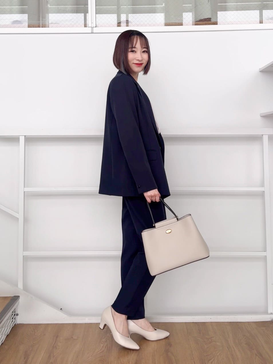 𝐜𝐡𝐢𝐤𝐚さんの「SHOO･LA･RUE｜【洗濯機可/イージーケア/UV】オンオフ使える　ゆったりダブルジャケット」を使ったコーディネート
