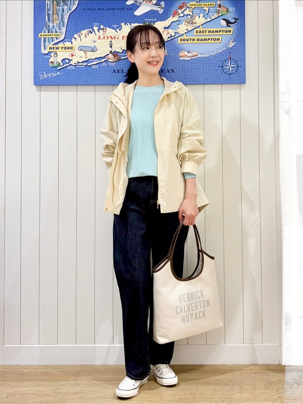 uwatokoさんの「Dessin｜【撥水・洗える】フーデッドライトブルゾン」を使ったコーディネート