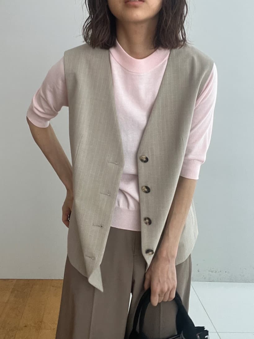 misaさんの「DRESSTERIOR｜【ウォッシャブル】コットンシルクハーフスリーブニット」を使ったコーディネート