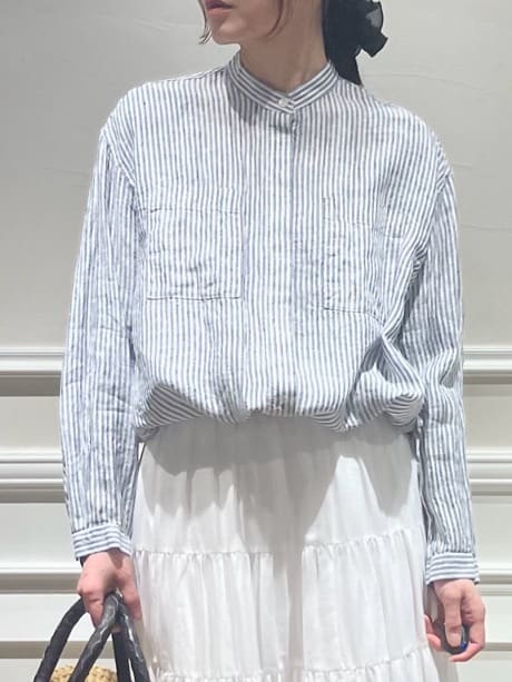 TSUKUIさんの「DRESSTERIOR｜【2WAY/羽織にも】ウォッシャブルリネン ドロストシャツ」を使ったコーディネート