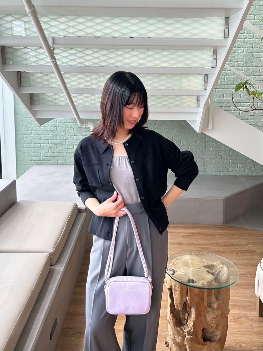 RINAさんの「OPAQUE.CLIP｜ポロ衿ニットカーディガン【洗濯機OK】」を使ったコーディネート