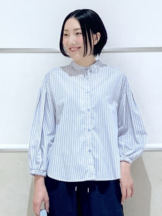 eriko さんの「Dessin｜【洗える】バルーンスリーブバンドカラーシャツ」を使ったコーディネート