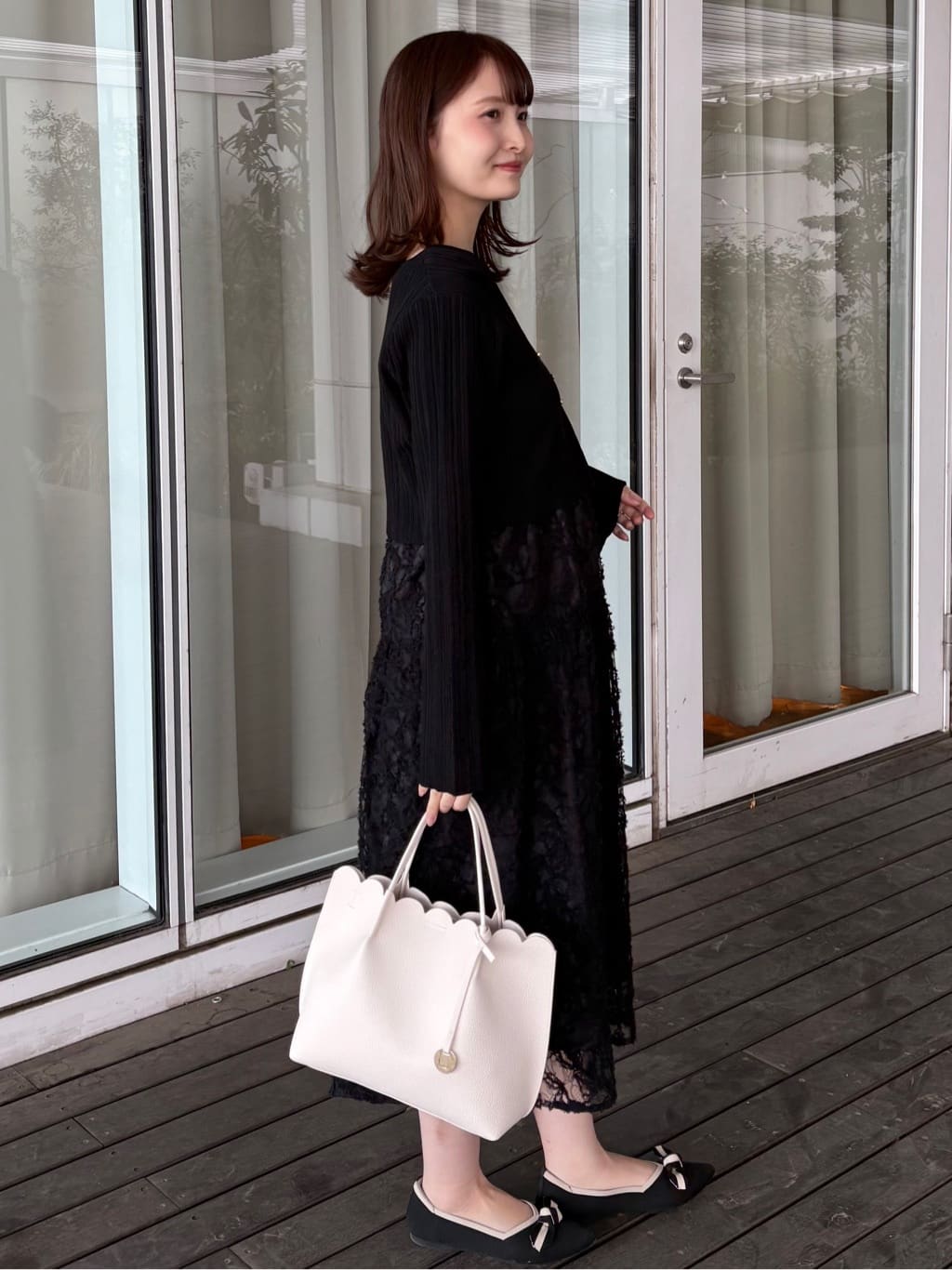 みさかさんの「index｜《ツインセット》カーディガン&times;ニットドッキングワンピース【洗濯機OK】」を使ったコーディネート