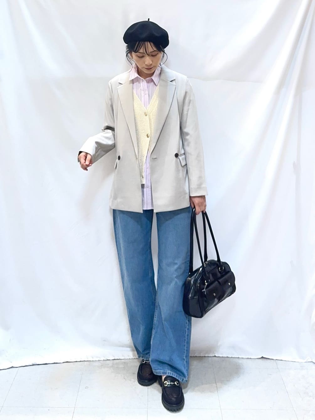 𝐇𝐢𝐫𝐨𝐦𝐢さんの「SHOO･LA･RUE｜【洗濯機可/イージーケア/UV】オンオフ使える　ゆったりダブルジャケット」を使ったコーディネート