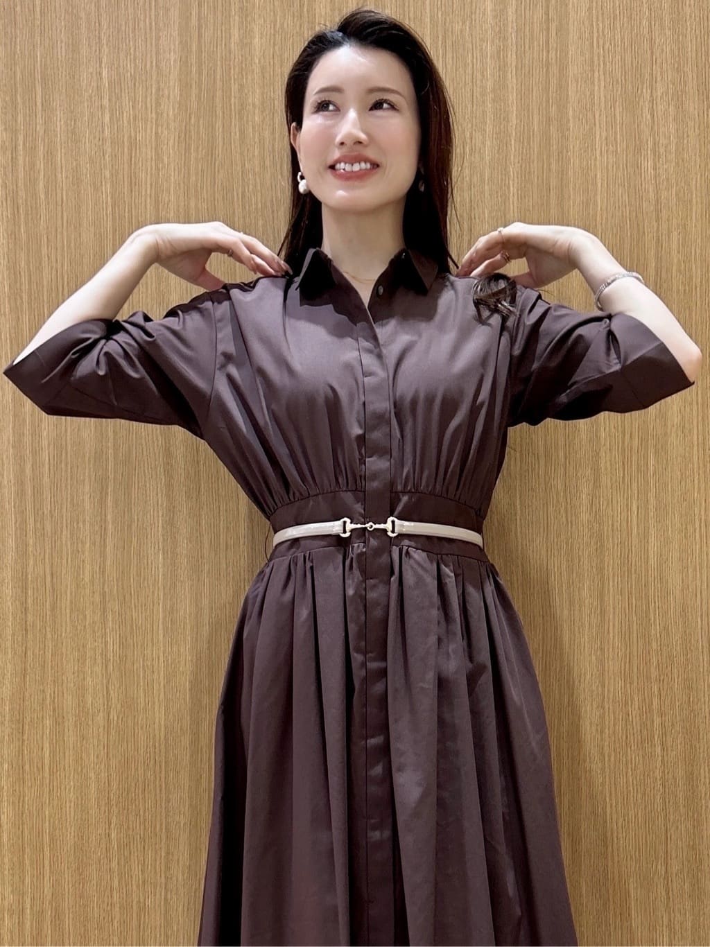maiさんの「OPAQUE.CLIP｜リボンベルト付きシャツワンピース【洗濯機OK／防シワ加工】」を使ったコーディネート
