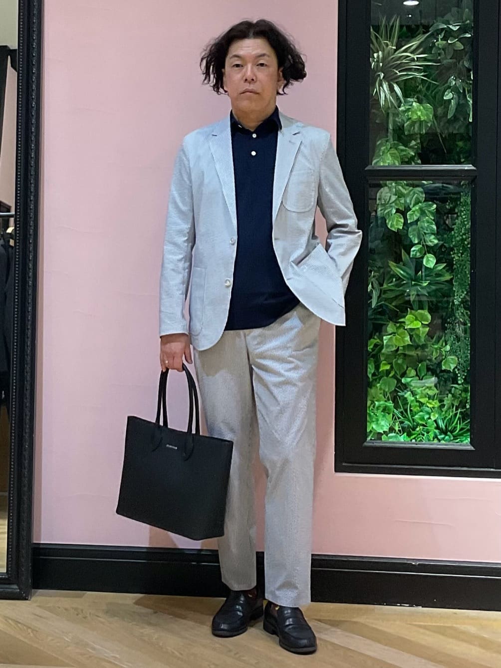 Nagaseさんの「DRESSTERIOR｜◆【吸湿速乾/セットアップ可/ウォッシャブル】COOLMAX シアサッカー サマージャケット」を使ったコーディネート