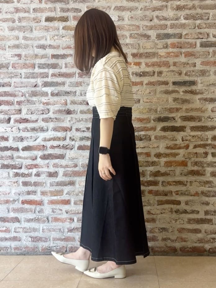 tokiさんの「THE SHOP TK｜【1枚で美人見え】 フリルレースボーダートップス」を使ったコーディネート