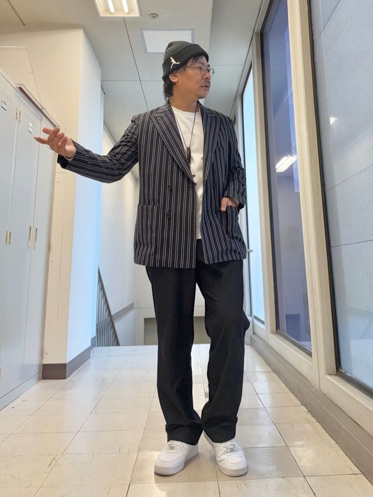 MAKOTO AIさんの「TAKEO KIKUCHI｜【BOWLER HAT LABEL】サッカーストライプ ダブルジャケット」を使ったコーディネート