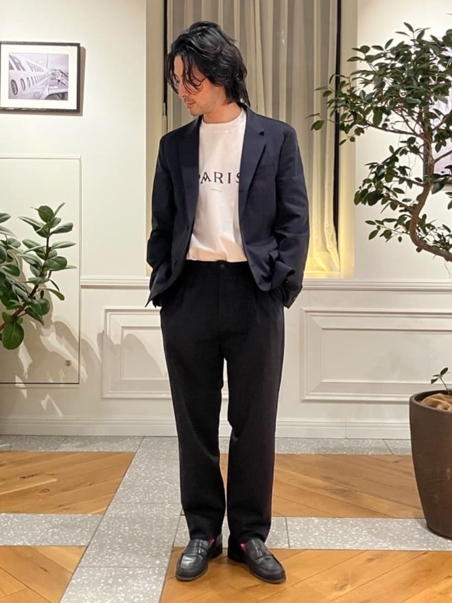 junyaさんの「DRESSTERIOR｜【接触冷感／UVカット／抗菌防臭／しわ防止】クールデオドラント ロゴTシャツ」を使ったコーディネート