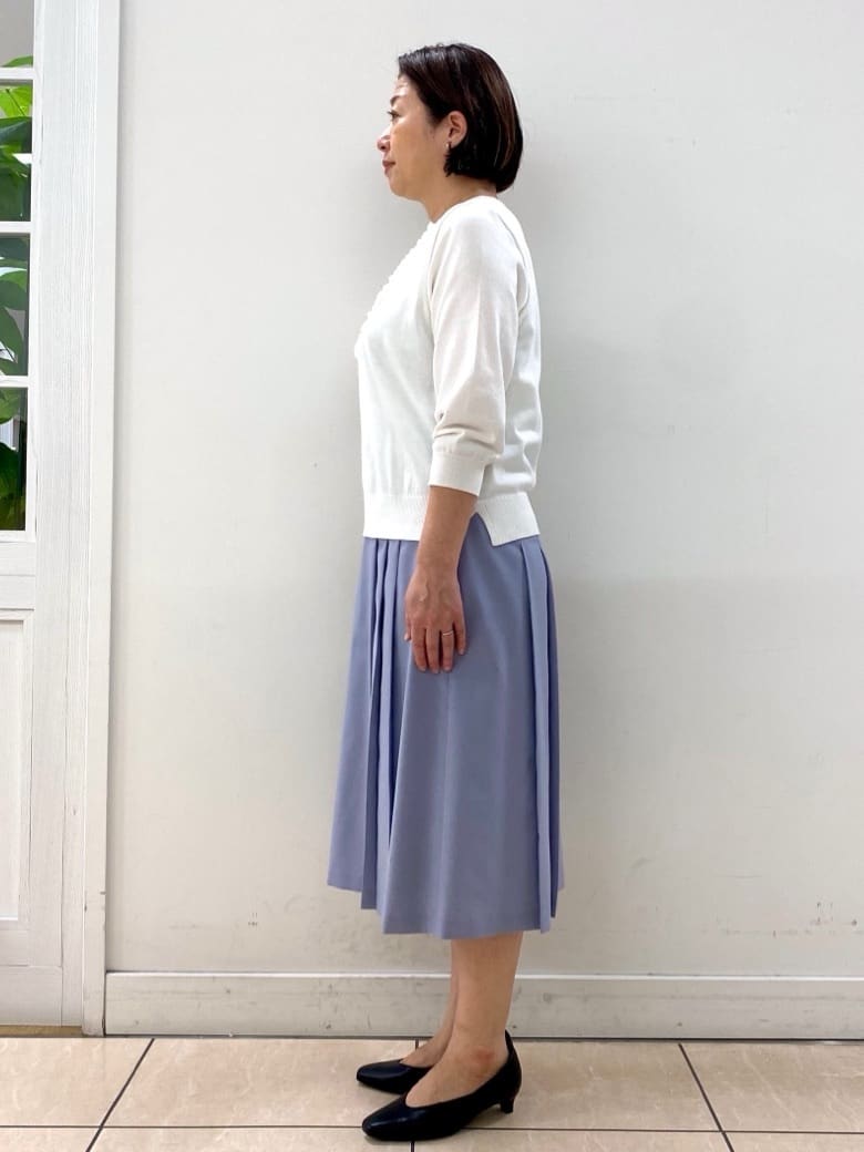 ksmさんの「Reflect｜フロントフリルデザインニット」を使ったコーディネート
