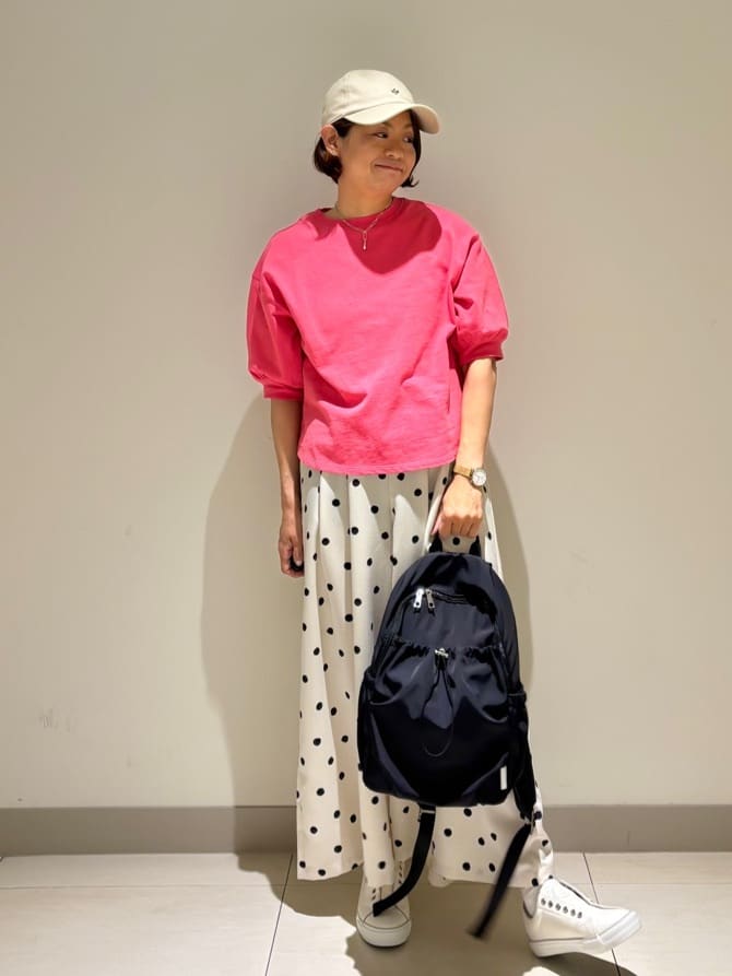 Haruさんの「Dessin｜【360度可愛い】バックヘンリーカットソー5分袖」を使ったコーディネート