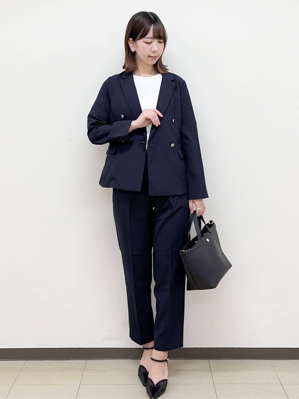 yurinaさんの「index｜《再入荷》ダブルブレストテーラードジャケット【接触冷感／吸水速乾／イージーアイロン／防シワ／洗濯機O」を使ったコーディネート
