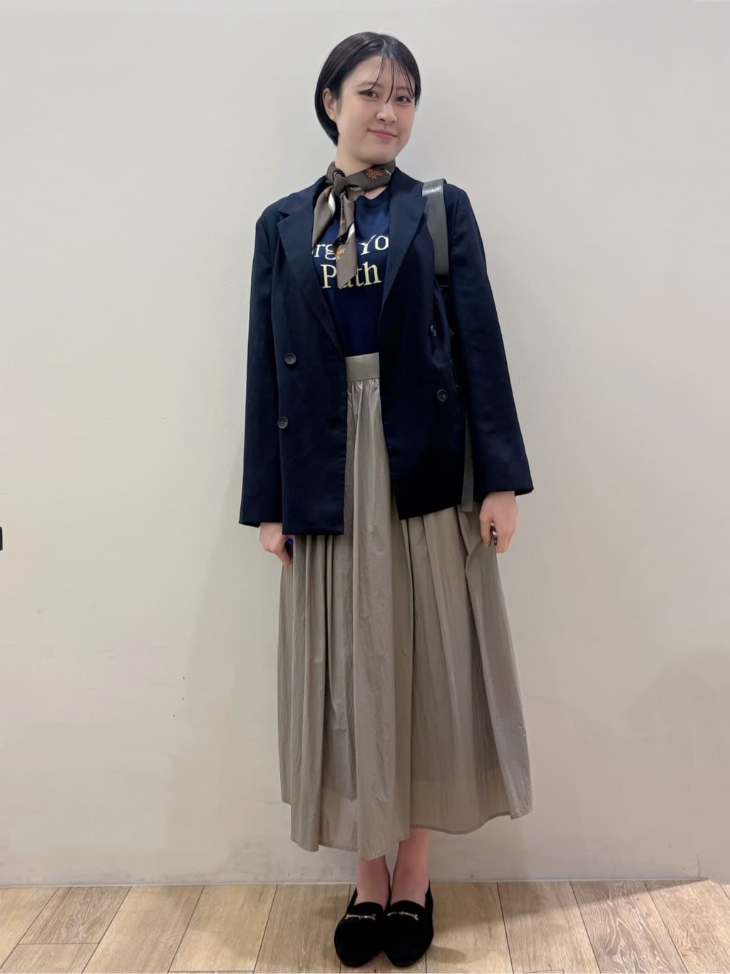 RINさんの「OPAQUE.CLIP｜【UV／接触冷感】ダブルブレストジャケット《防シワ加工／洗える》」を使ったコーディネート