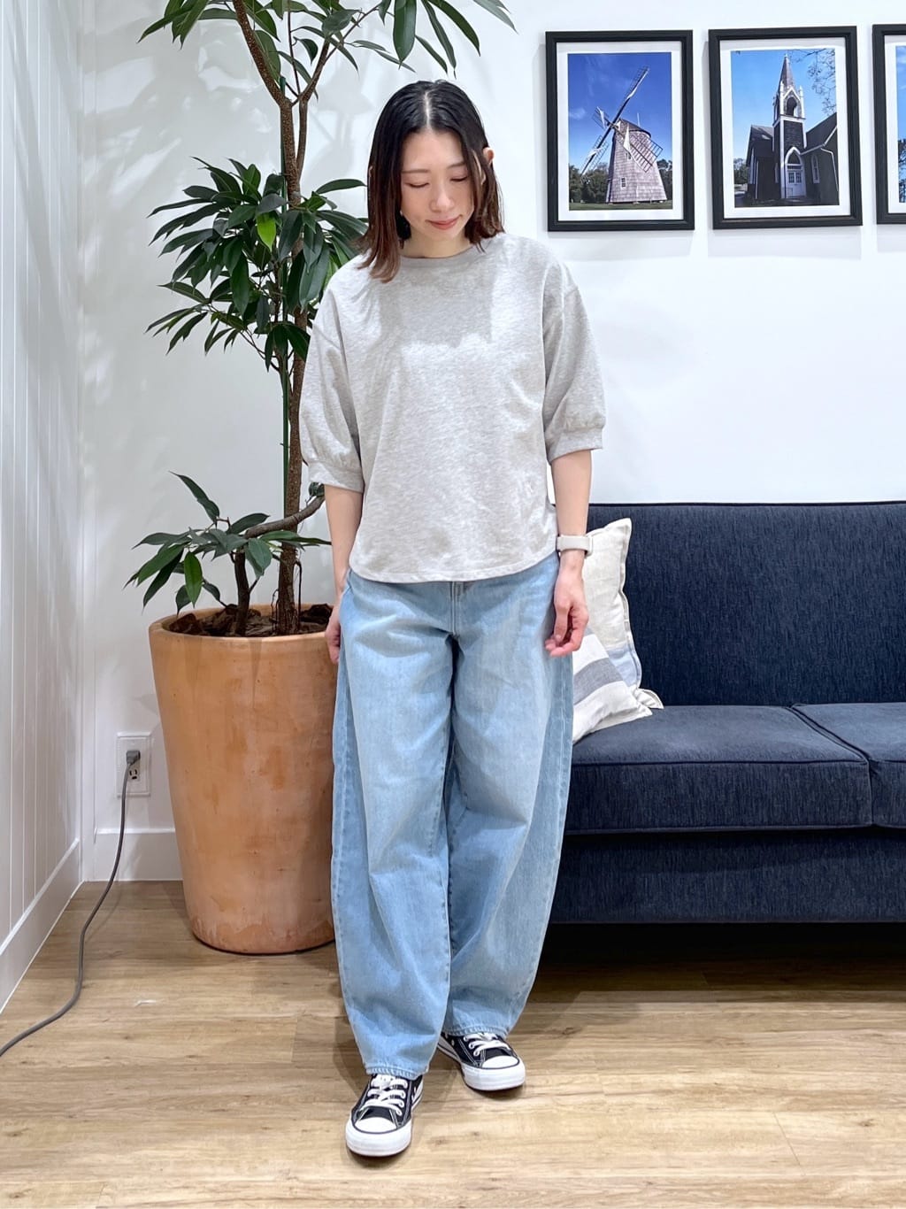 canaさんの「Dessin｜【360度可愛い】バックヘンリーカットソー5分袖」を使ったコーディネート