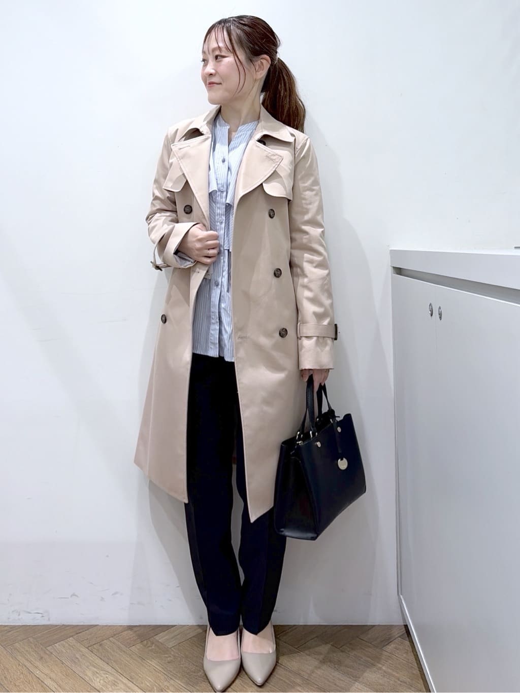 Junさんの「index｜フリルキーネックシャツ【洗濯機OK／イージーアイロン／防シワ】《XS～LL／7col》」を使ったコーディネート