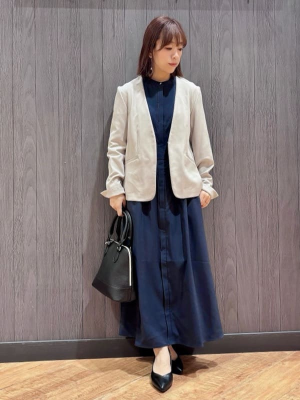 meiさんの「SHOO･LA･RUE｜【洗濯機可/UV/SS-3L】すっきり好印象 ノーカラージャケット」を使ったコーディネート