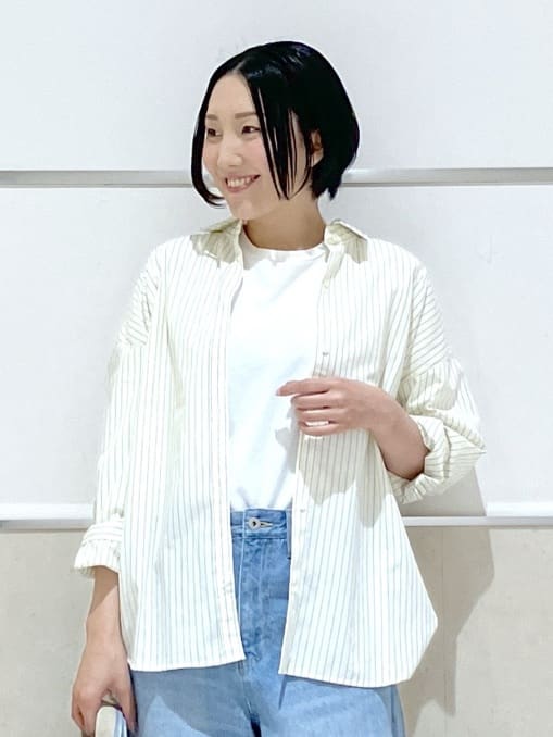 eriko さんの「Dessin｜【洗える】バックボタンオーバーシャツ」を使ったコーディネート
