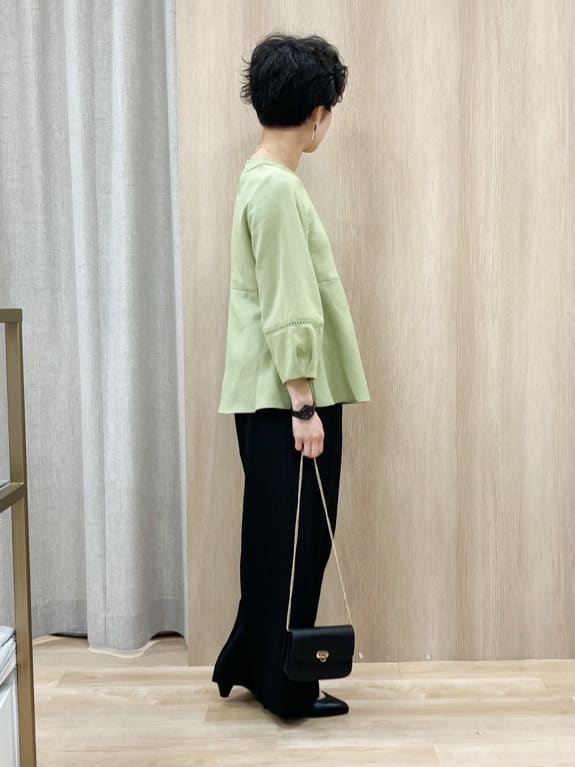 Keiさんの「grove｜リネンライクストライプワイドパンツ」を使ったコーディネート