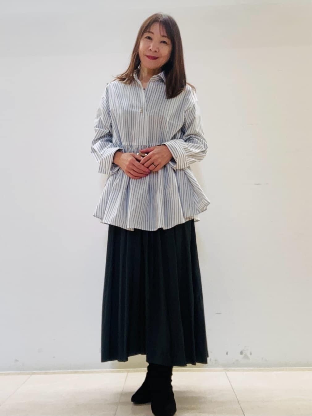 kurodaさんの「Reflect｜【レイヤードにおすすめ◎】ペプラムデザインシャツ」を使ったコーディネート