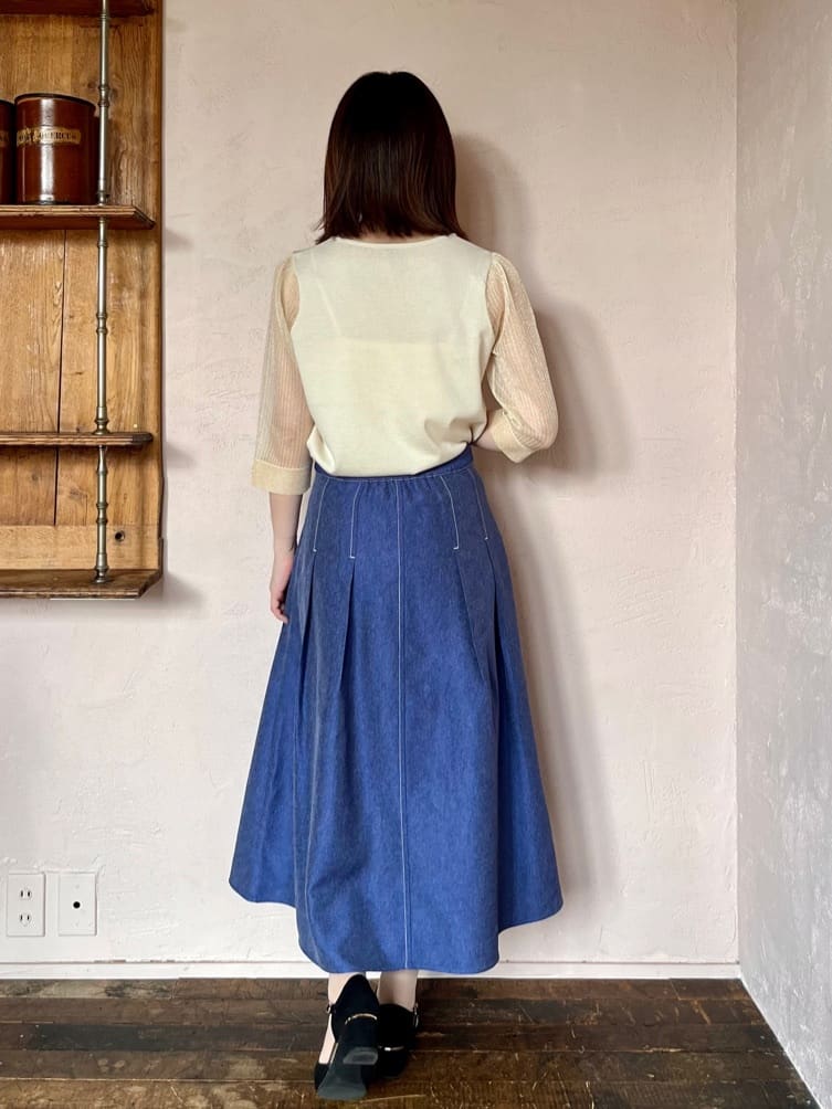 saoriさんの「【手洗い可】袖シアーニット」を使ったコーディネート