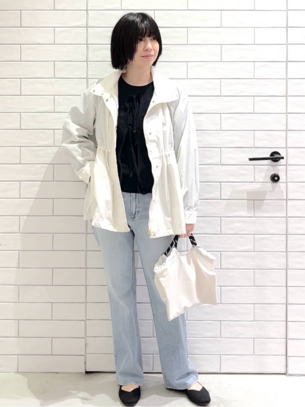 しおりさんの「OPAQUE.CLIP｜撥水スタンドZIPブルゾン【洗濯機OK／UVケア／花粉対応】」を使ったコーディネート