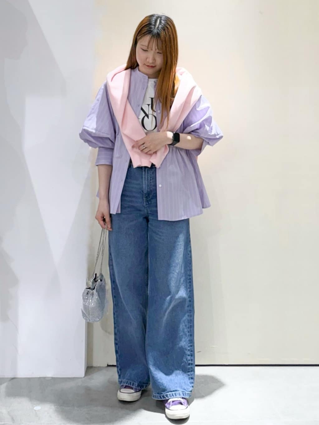 sayaさんの「OPAQUE.CLIP｜ストライプペプラムデザインブラウス【洗濯機OK】」を使ったコーディネート