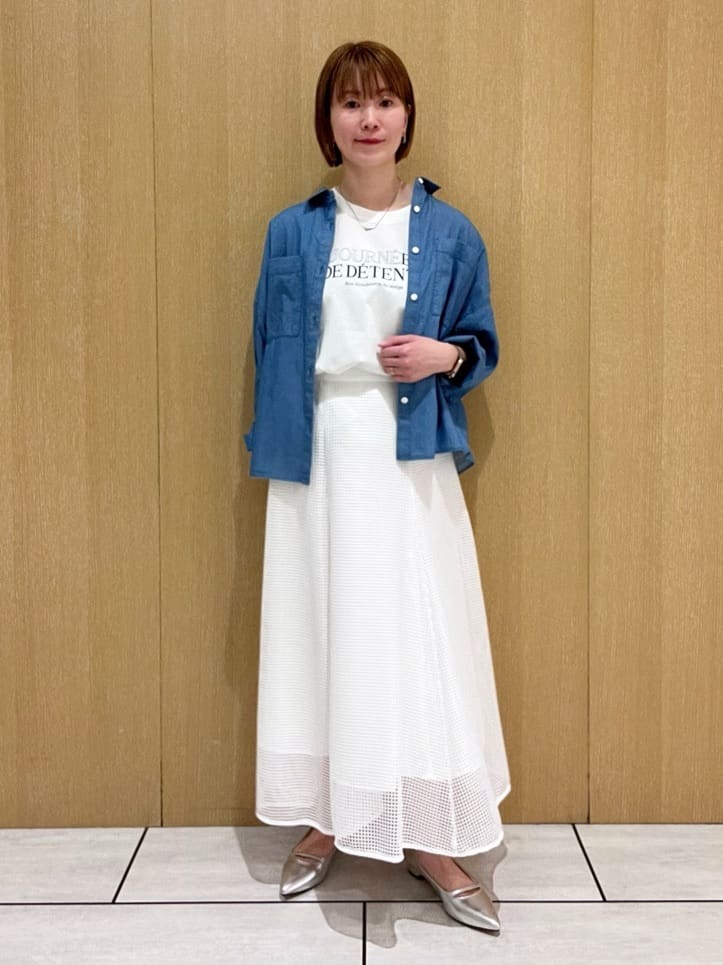 yoshieさんの「UNTITLED｜【古畑星夏さん着用/洗える/後ろウエストゴム】スクエアメッシュスカート」を使ったコーディネート