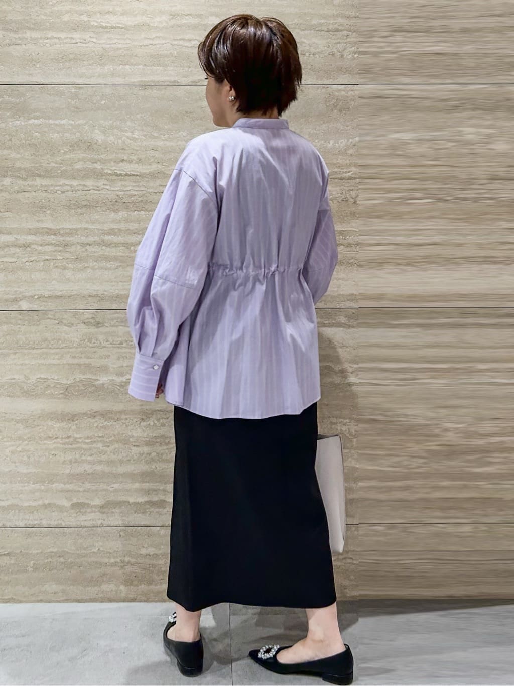 NAMIさんの「OPAQUE.CLIP｜ストライプペプラムデザインブラウス【洗濯機OK】」を使ったコーディネート