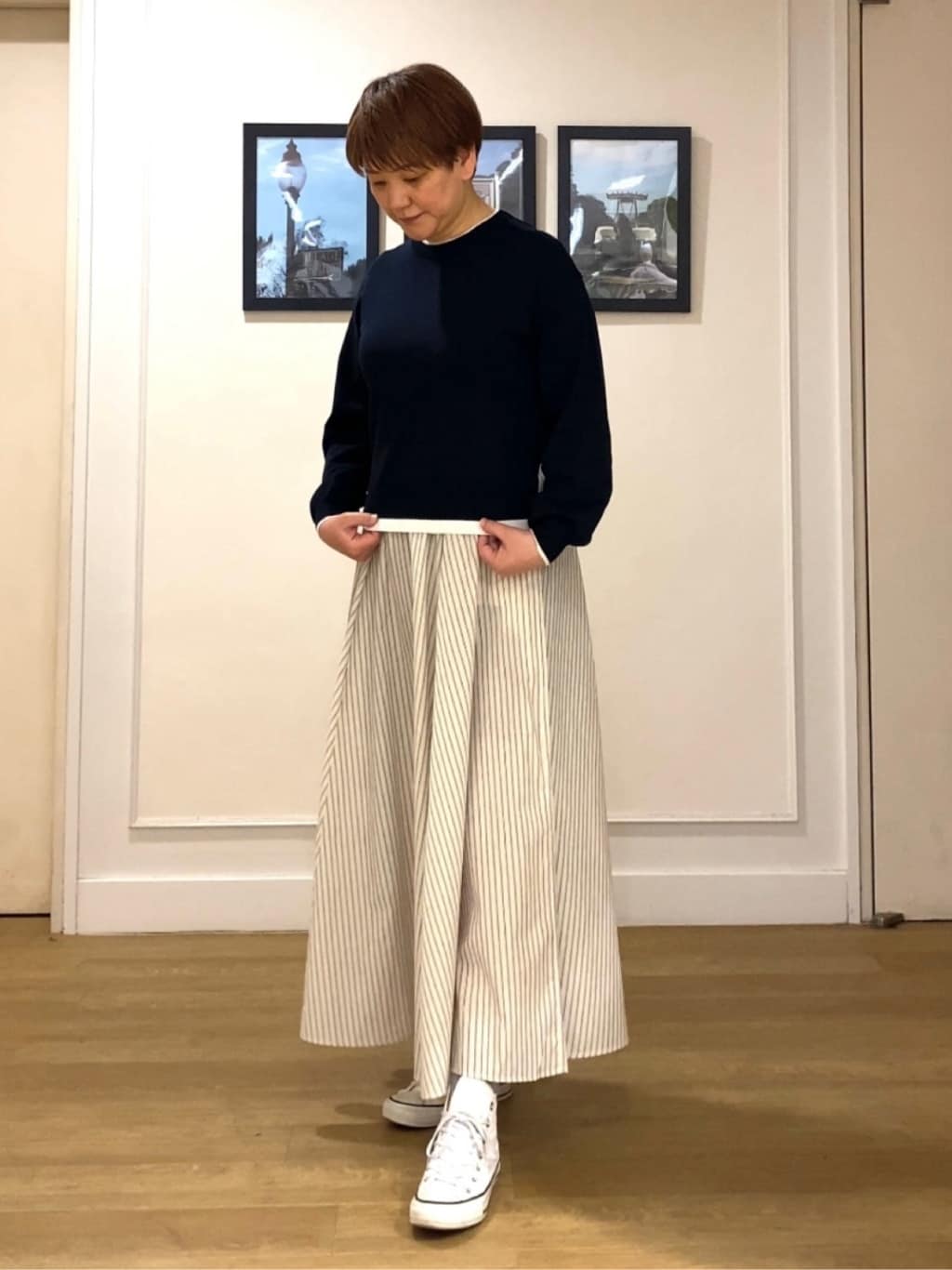 Hiroさんの「Dessin｜【洗える】バイカラーデザインニット」を使ったコーディネート
