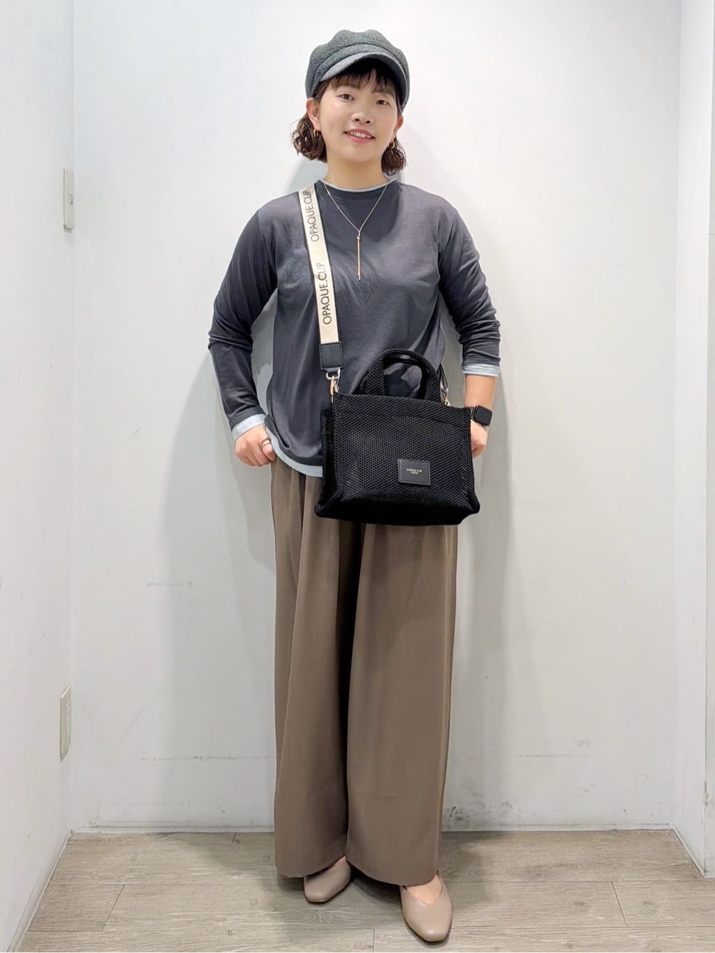 sumicaさんの「OPAQUE.CLIP｜美脚ストレッチ イージータックワイドパンツ【洗濯機OK】」を使ったコーディネート
