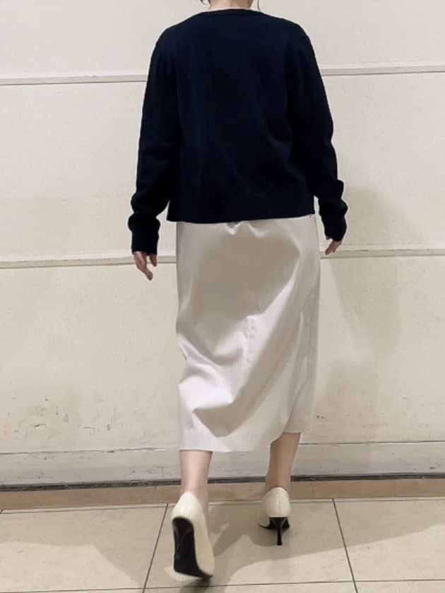 watanabeさんの「UNTITLED｜【洗える/後ろウエストゴム】デニム調シャンブレーナロースカート」を使ったコーディネート