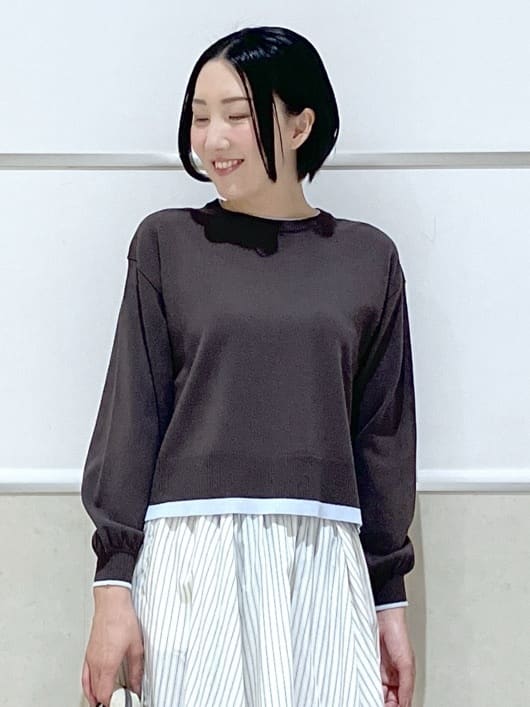 eriko さんの「Dessin｜【洗える】バイカラーデザインニット」を使ったコーディネート