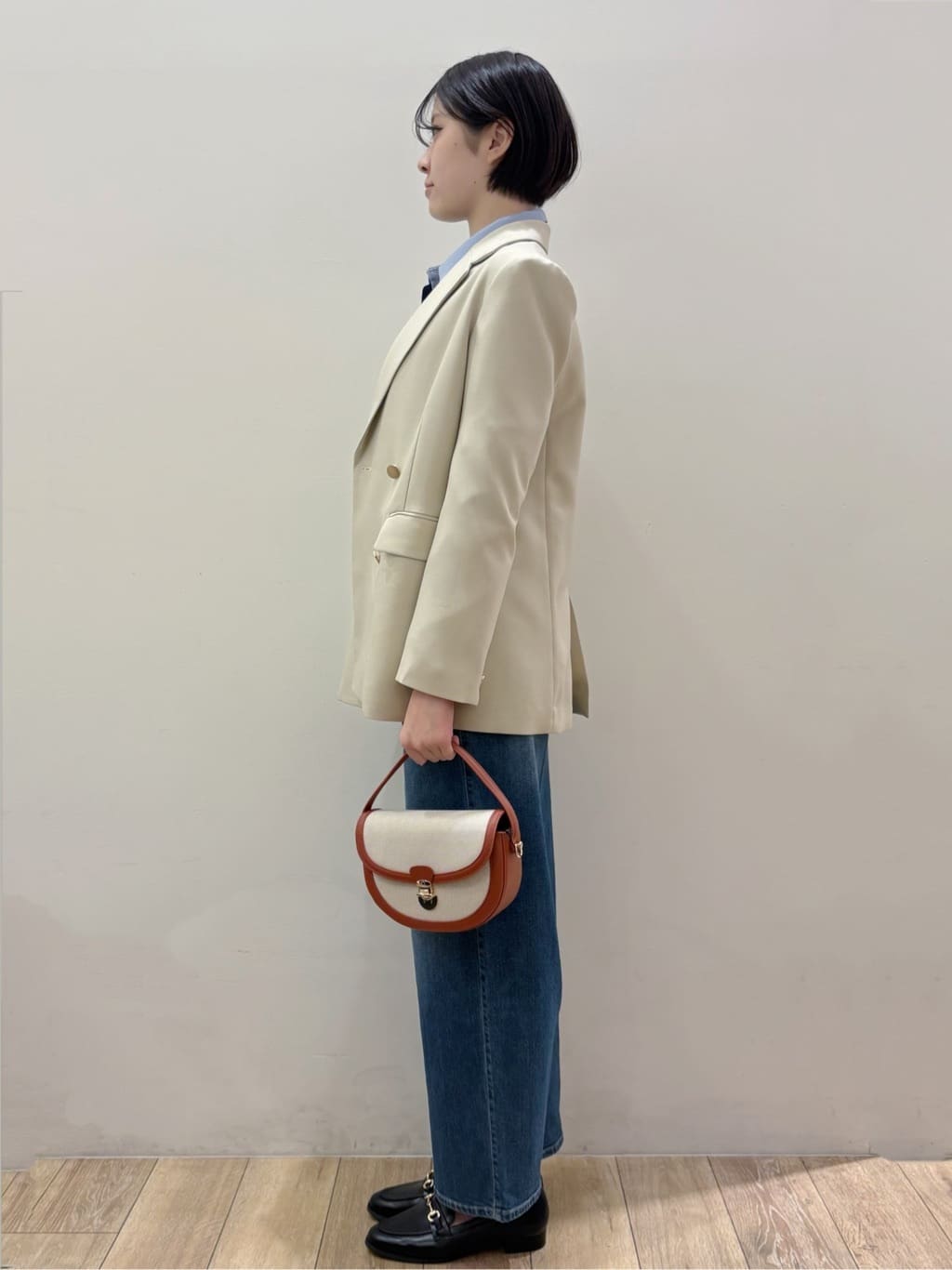 RINさんの「OPAQUE.CLIP｜金ボタンダブルブレストテーラードジャケット／セットアップ対応【洗える】」を使ったコーディネート