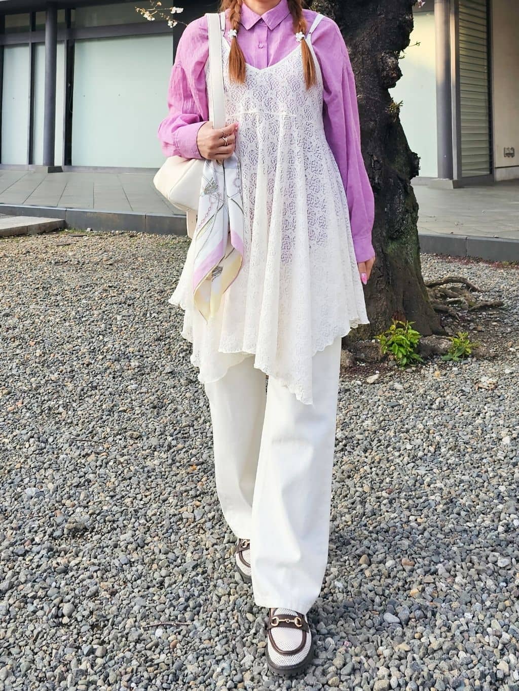 ゆゆさんの「SHOO･LA･RUE｜【前後2WAYネック】レイヤードスタイルにおすすめ レースキャミチュニック」を使ったコーディネート