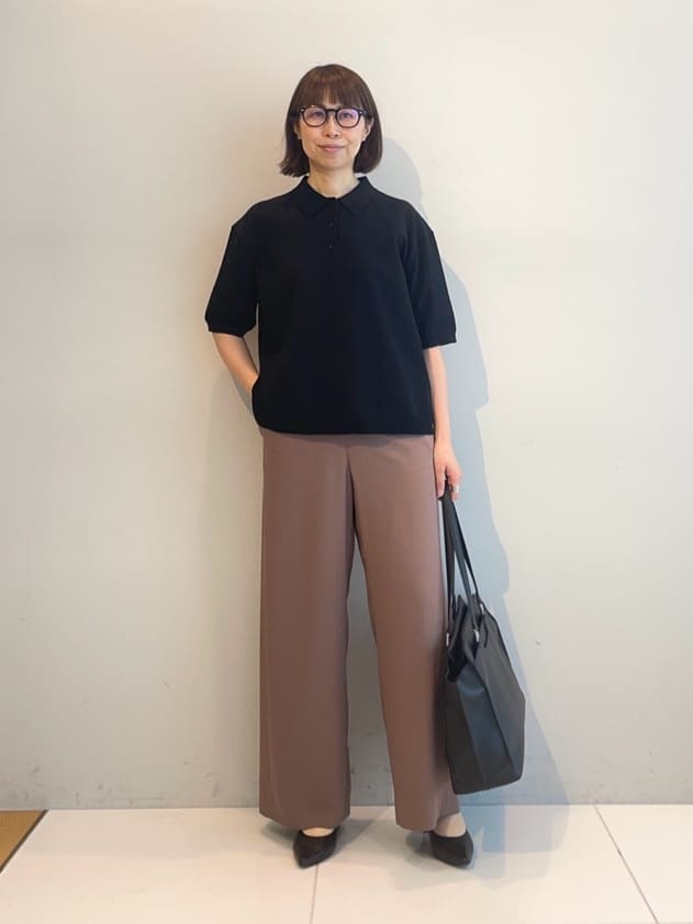 murayamaさんの「INDIVI｜【洗える／コットン】ドライタッチさらりポロ襟ニットT」を使ったコーディネート