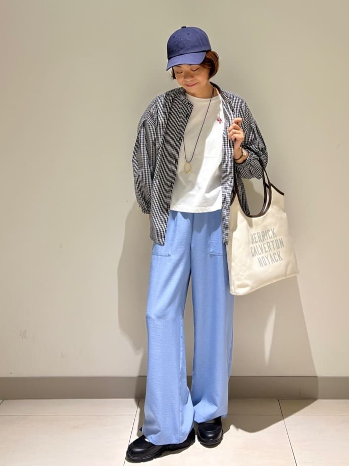 Haruさんの「Dessin｜【洗える】バルーンスリーブバンドカラーシャツ」を使ったコーディネート
