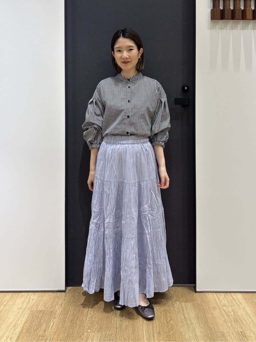 risaさんの「Dessin｜【洗える】バルーンスリーブバンドカラーシャツ」を使ったコーディネート