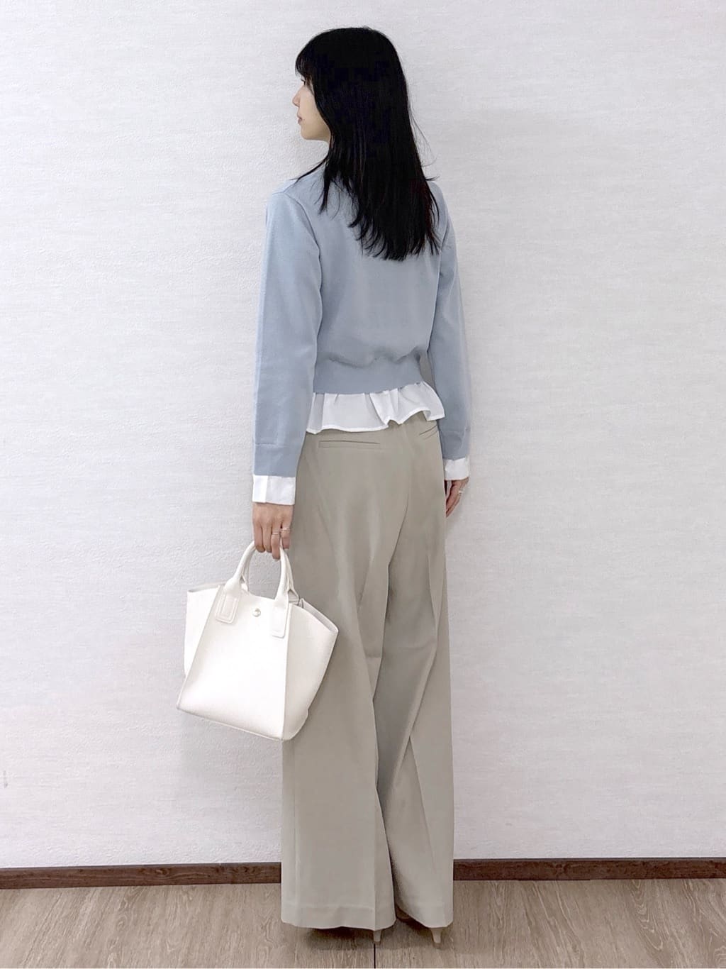 sachikoさんの「OPAQUE.CLIP｜ポロ衿シャツドッキングニット【洗濯機OK】」を使ったコーディネート