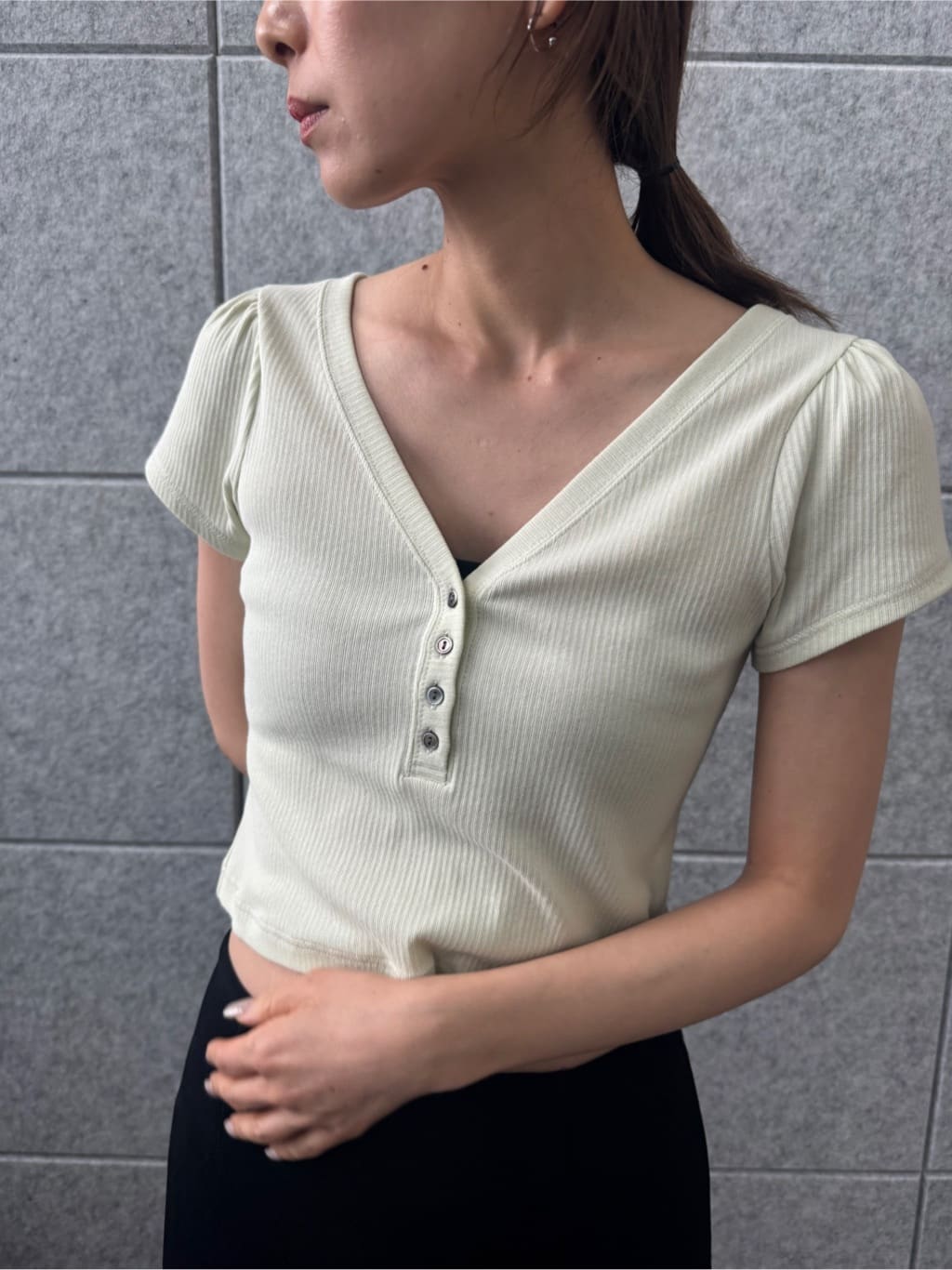 designer yukaさんの「CODE A｜M everyday rib button tee」を使ったコーディネート