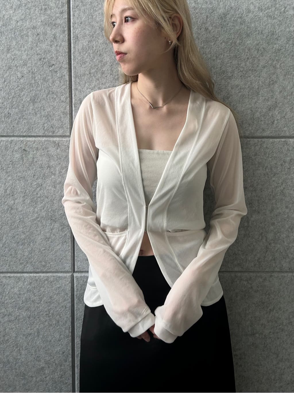 honoka Aさんの「CODE A｜sheer jersey cardigan」を使ったコーディネート