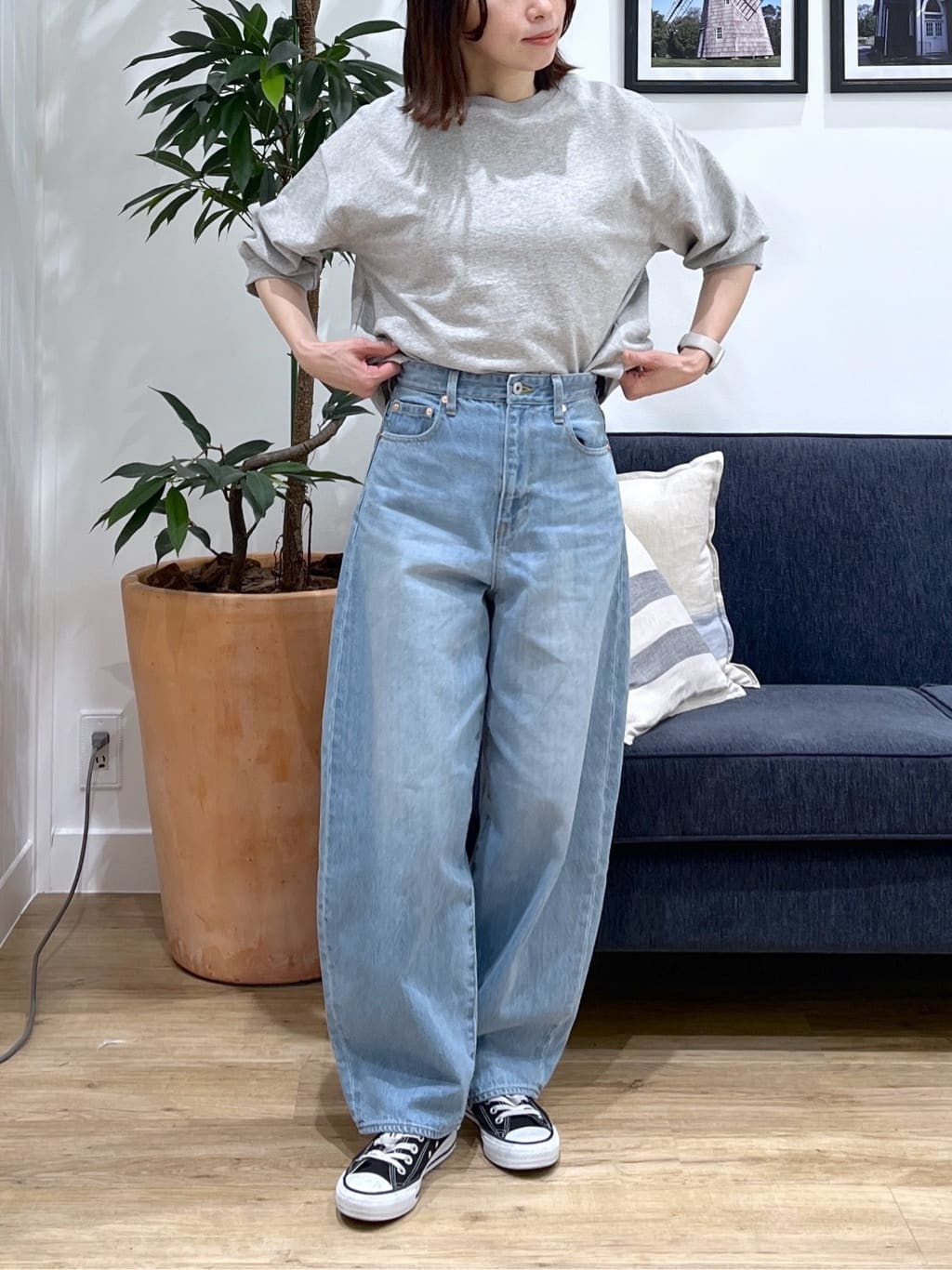 canaさんの「Dessin｜【360度可愛い】バックヘンリーカットソー5分袖」を使ったコーディネート