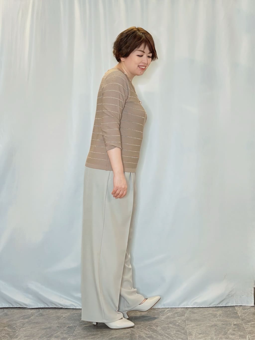たみさんの「SHOO･LA･RUE｜【SHOO・LA・RUE DENIM/S-LL/高レビュー】大人のための ノーカラーデニムジャケット」を使ったコーディネート
