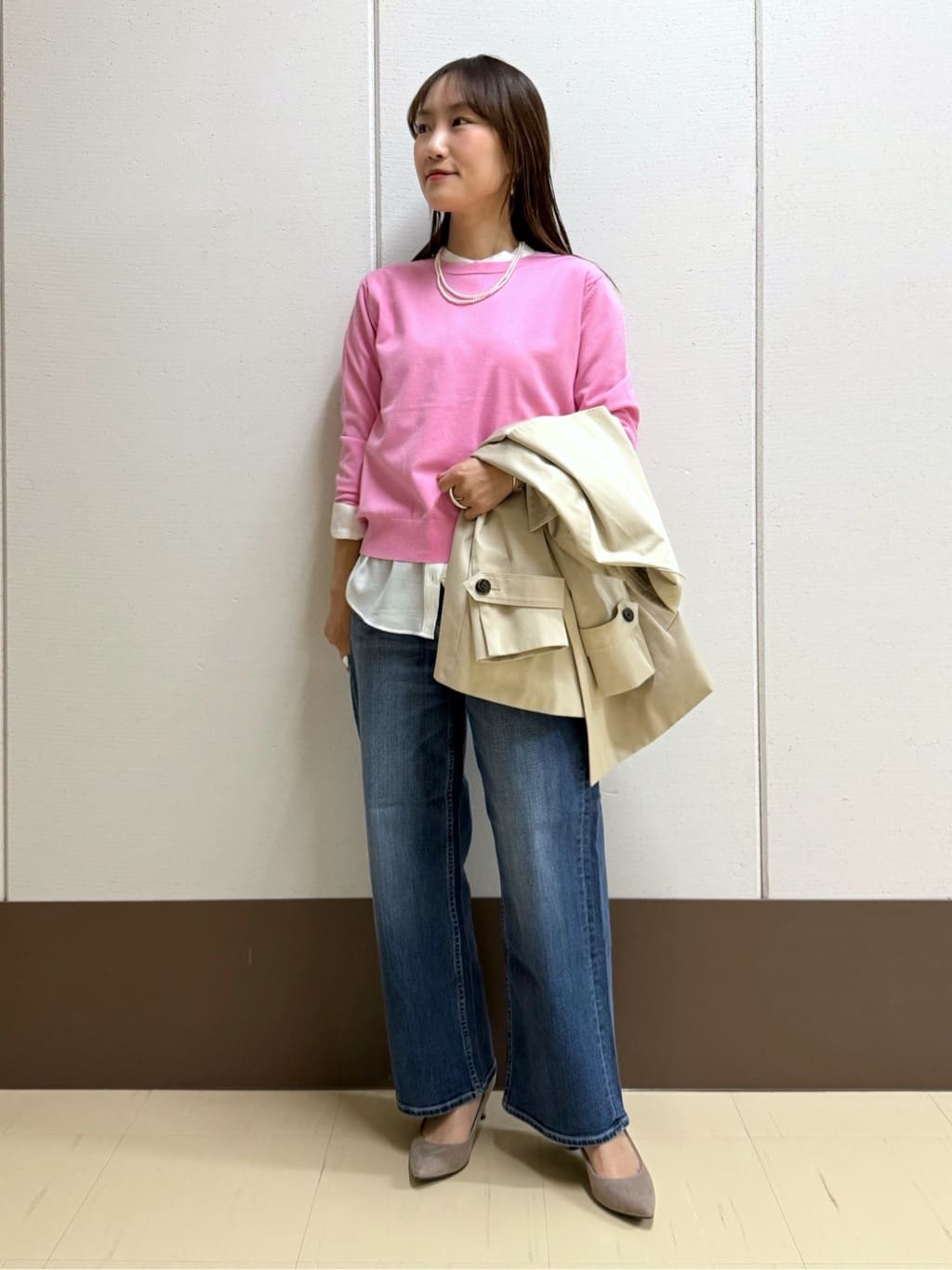 mamiさんの「INDIVI｜【洗える／アンサンブル可能】シンプルデザインニット」を使ったコーディネート