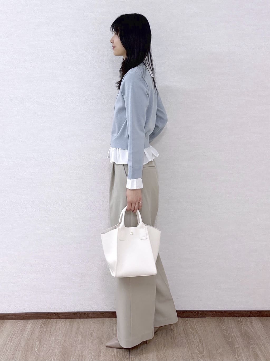 sachikoさんの「OPAQUE.CLIP｜ポロ衿シャツドッキングニット【洗濯機OK】」を使ったコーディネート